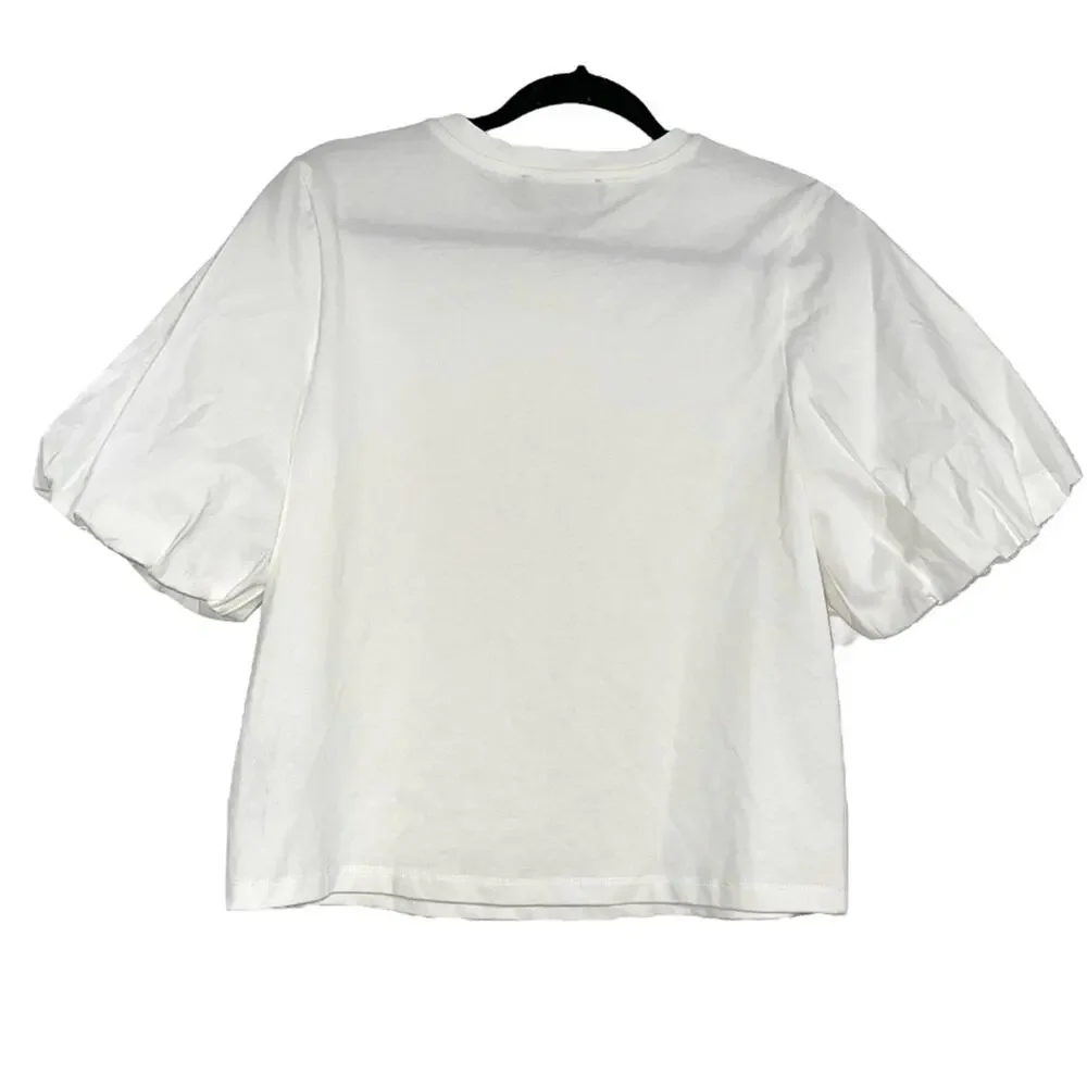 Tuckernuck Pomander Place Jenna White Puff Sleeve Top XS